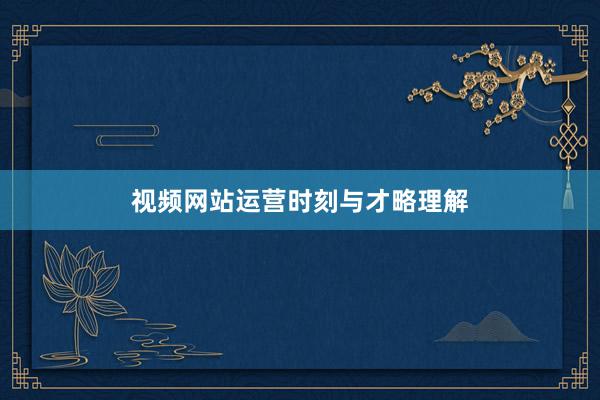 视频网站运营时刻与才略理解